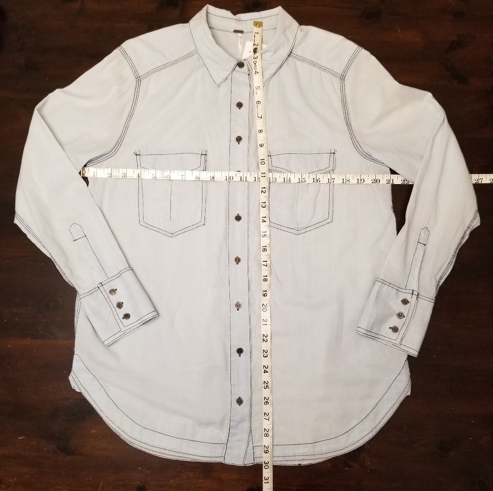 Free People Cotton Chambray LS Shirt, size Small - Picture 5 of 10